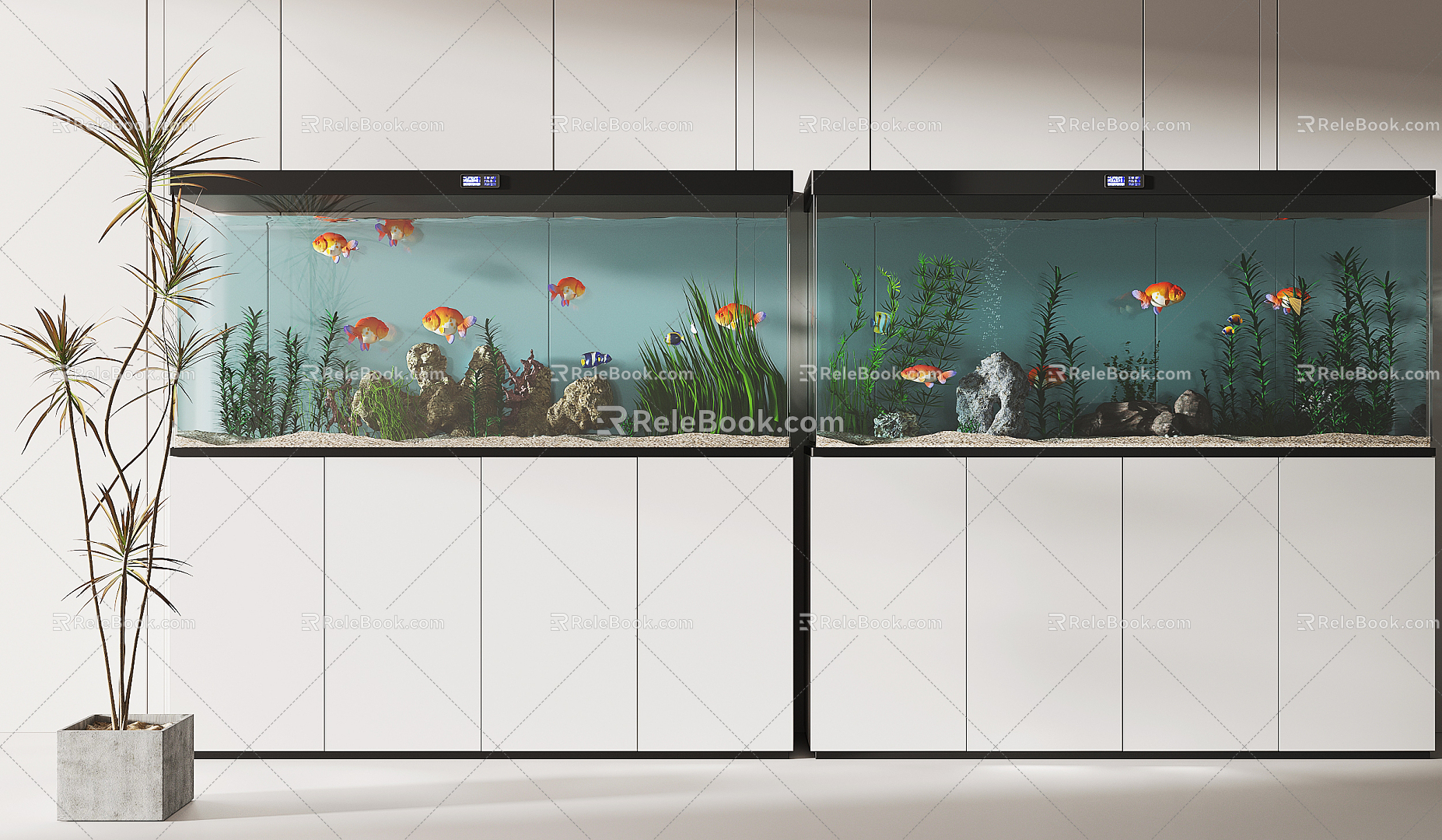 Modern fish tank 3d model