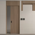Modern Interior Wooden Sliding Door With Natural Wood Tone And Wall Control Panels