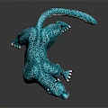 Turquoise Leopard with Black Spots and Open Mouth Standing on Shiny Surface