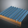Blue Corrugated Panel With Wooden Base And Metal Screw Fastener