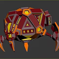 Polygonal Red Orange Creature With Geometric Shell And Glowing Limb Parts 3d model