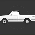 Datsun White Single Cab Pickup Truck Featuring Black Windows On Black Reflective Surface