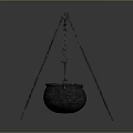 Traditional Hanging Metal Pot With Chain And Tripod Stand For Daily Use