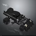 Black Modified Off-Road Truck with Roof Cabin Large Tires Front Spiked Attachments and Top Flag