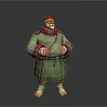 Cartoon Man With Red Hat White Beard Green Robe Brown Belt Barefoot Orange Feet