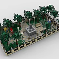 Lego Garden Scene With Trees Fence Gazebo Lamp Posts and Benches