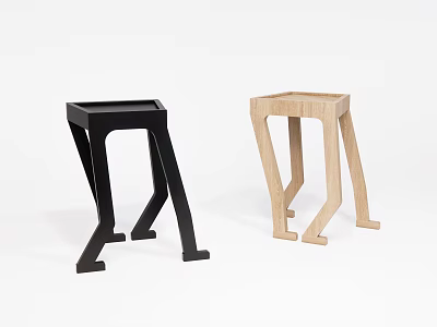 Modern Side Tables With Black And Light Wood Finishes And Unique Leg Design 3d model