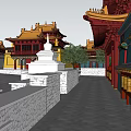 Ancient Chinese Architecture With Yellow Roofs Multi tiered Steps Surrounding Buildings Trees And Distant Mountains