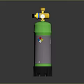 Green Nitrogen Gas Cylinder With Yellow Valve Base Stand And Label