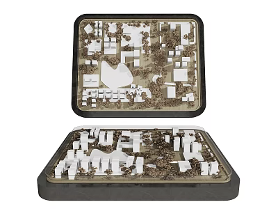 Urban Planning Sand Table Model with Building Layout and City Design Elements 3d model