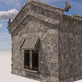 Traditional Ancient Architecture With Brick Wall Tiled Roof Ornate Eaves And Fortune Relief Design