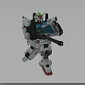 White Blue Red Gundam Model Standing With Long Rifle Green Red Head And 08 Marking