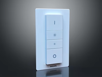 Philips White Switch Featuring Three Buttons And Round Button With Symbols 3d model