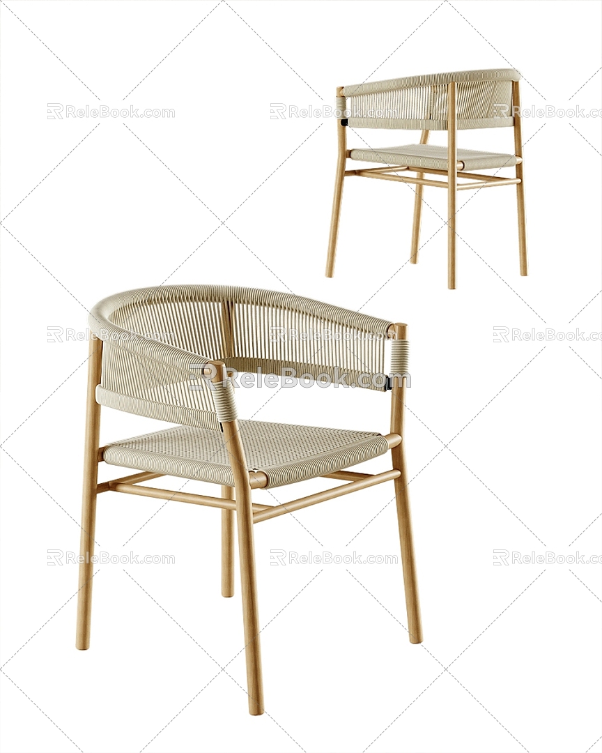 Single Rattan Chair 3d model