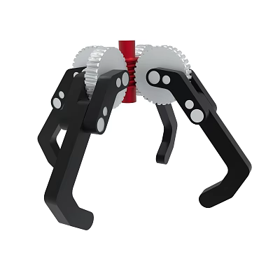 Mechanical Gripper With Silver Gears Red Core And Black Arms 3d model Mechanical Gripper With Silver Gears Red Core And Black Arms 3d model