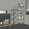 Sleek Black Metal Bathroom Cabinet Rack With Multi tiered Shelves For Towels And Toiletries