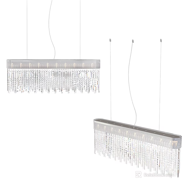 Linear Modern Hanging Chandeliers With Silver Fringe Decorative Design 3d model