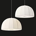 White Dome Shaped Pendant Lights with Fabric Shades and Vertical Stripes in Modern Style