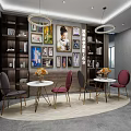 Hong Kong Movie Star Photography Studio Interior with Photo Wall Tables Chairs and Decorative Vases