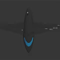 Black Building Blocks Airplane Model With Blue Accents And Detailed Grid Wings Plus Small Block