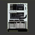 Open Electronic Device Chassis With Black Exterior Silver Interior Circuit Boards And Cooling Fan