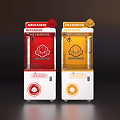 MechWarrior Themed Amusement Equipment Claw Machines with Red Yellow Transparent Windows Top Logos and Wheels
