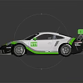 Porsche Race Car With Green And White Livery And Rear Spoiler Design