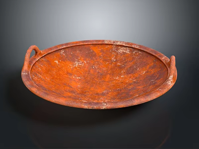 Aged Orange Tray With Two Handles And Textured Surface For Home Use 3d model