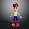 Cartoon Boy Character 3D Model With Red Hair Blue Eyes And Colorful Outfit