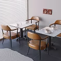 Middle Ancient Dining Table and Chair Tea Table and Chair Marble Dining Table Backrest Chair 3d model