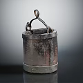 Vintage Metal Bucket With Handle And Worn Rustic Surface For Daily Use