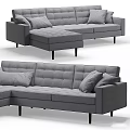Gray Leisure Sofa Set With Sectional Design Tufted Seats And Decorative Pillows