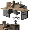 Modern Office Desk Setup With Chair Laptop Books Lamp And Decor