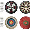 Sports Equipment Set Featuring Colorful Dartboards And Multiple Darts