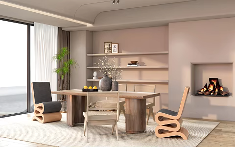 Qui Ji Restaurant Home Restaurant Home Decoration Restaurant Dining Table and Chair Home Decoration Dining Table 3d model