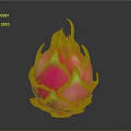 Vibrant Pink Dragon Fruit With Green Leafy Tips On Dark Background