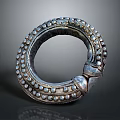 Silver Circular Bracelet With Traditional Beaded Decoration And Metal Craftsmanship