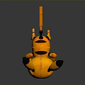 Mechanical Style Yellow Creature Character With Black Tipped Ears Blue Eyes And Square Tail
