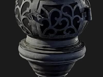 Traditional Oriental Lantern with Intricate Carved Patterns Ornate Top and Multi tiered Base 3d model