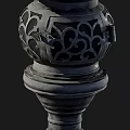 Traditional Oriental Lantern with Intricate Carved Patterns Ornate Top and Multi tiered Base