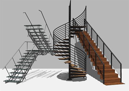 Modern revolving staircase revolving staircase combination 3d model