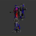 3D Mechanical Transformer Robot With Red Blue Silver Armor And Wings