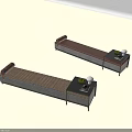 Modern Landscape Seats With Wooden Slats Metal Frames Side Tables And Decorative Lamps