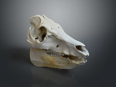 Horse Skull Display With Natural Texture And Visible Teeth On Gray Background 3d model