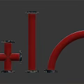 Red Industrial Pipes with Various Shapes T joint Straight Elbow and Metal Flanges