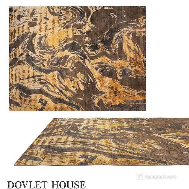 Square Rug With Natural Brown Yellow Black Marble Like Texture Modern Design 3d model 