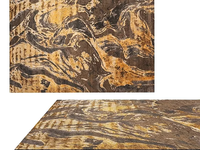 Square Rug With Natural Brown Yellow Black Marble Like Texture Modern Design 3d model