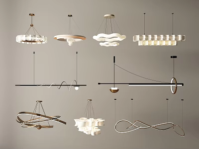 Modern Chandelier Cream Wind Chandelier Dining Room Chandelier Living Room Chandelier Bedroom Chandelier Linear Chandelier 3d model