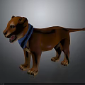 Brown Lion Cub Stuffed Toy Wearing Blue Scarf In Standing Pose