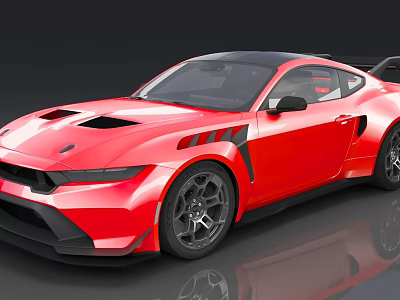 Red Sleek Sports Car With Modern Design Black Accents And Sporty Wheels 3d model